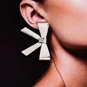 Big Bow Silver Earrings